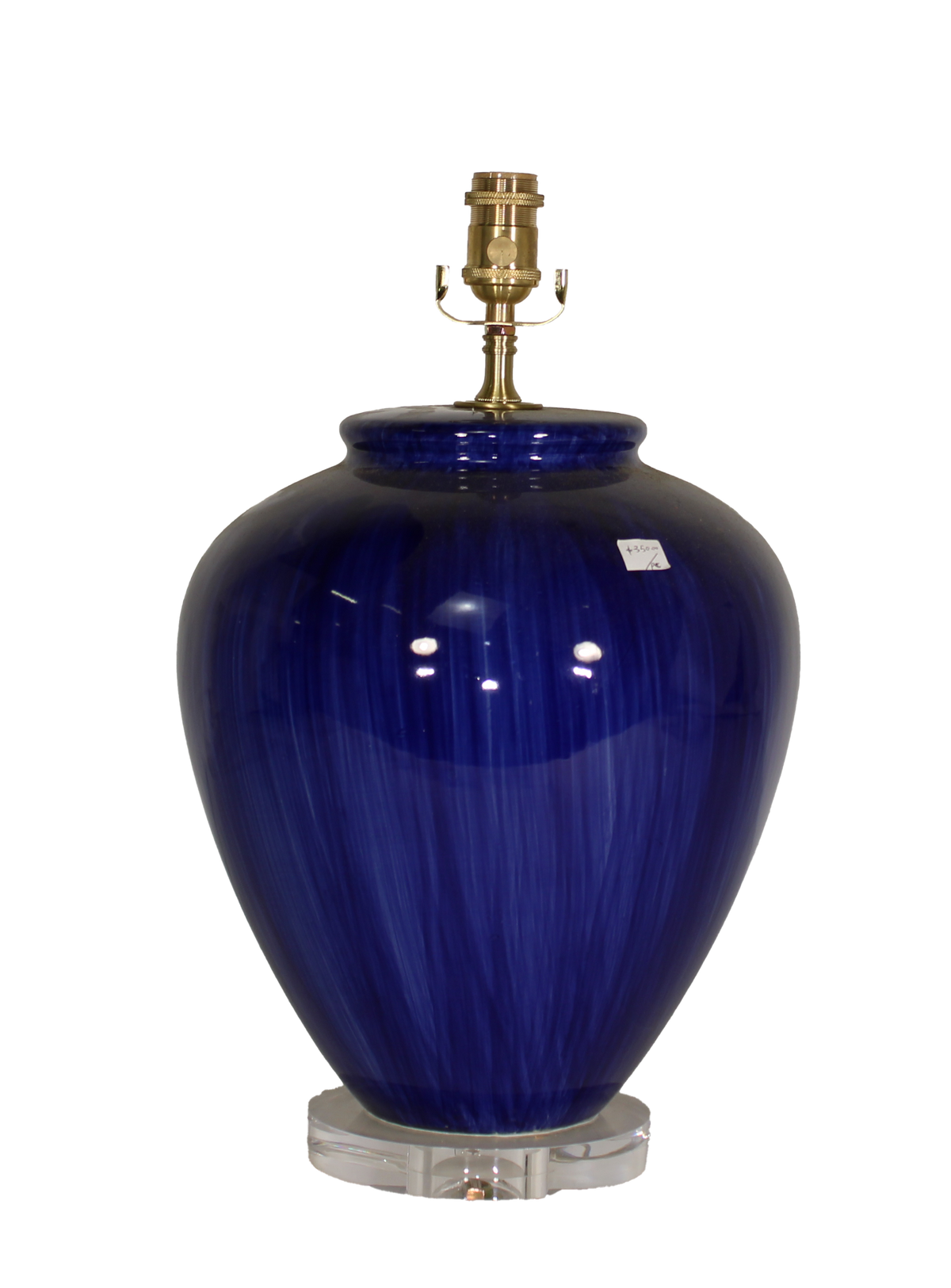 Single Blue Glaze with White Stroke Heart Shaped Vase Lamp