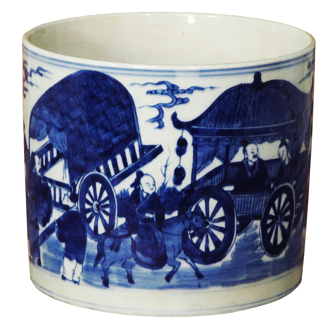 Pen Brush Holder with People Scene Design