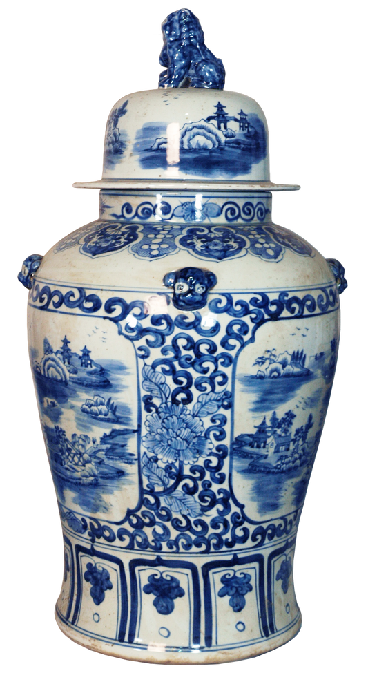 Blue & White 32" Scenery General's Jar