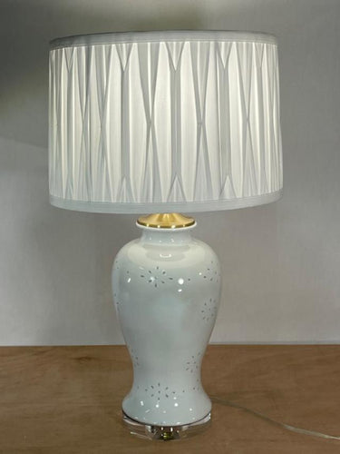 Celadon Hexagonal Double Ear Vase Lamp w/ shade