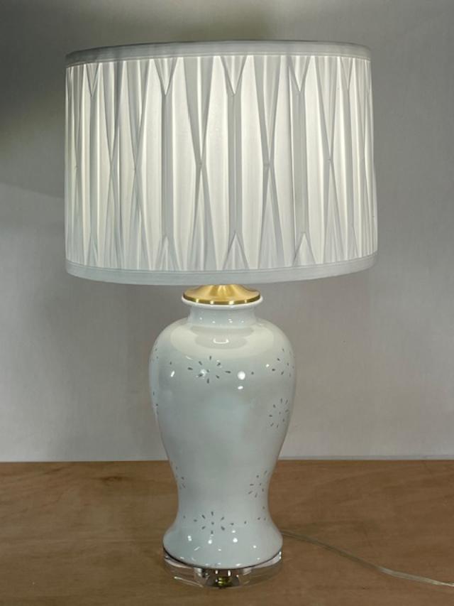 Celadon Hexagonal Double Ear Vase Lamp w/ shade