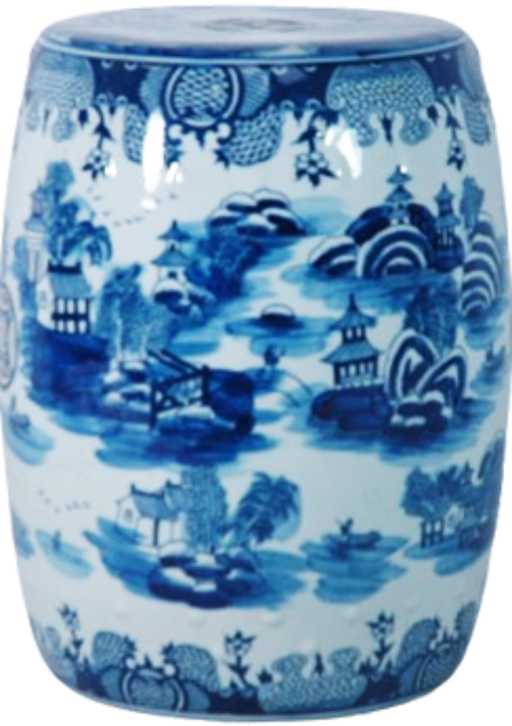 Blue and white Pavillion pattern Ceramic Garden Stool