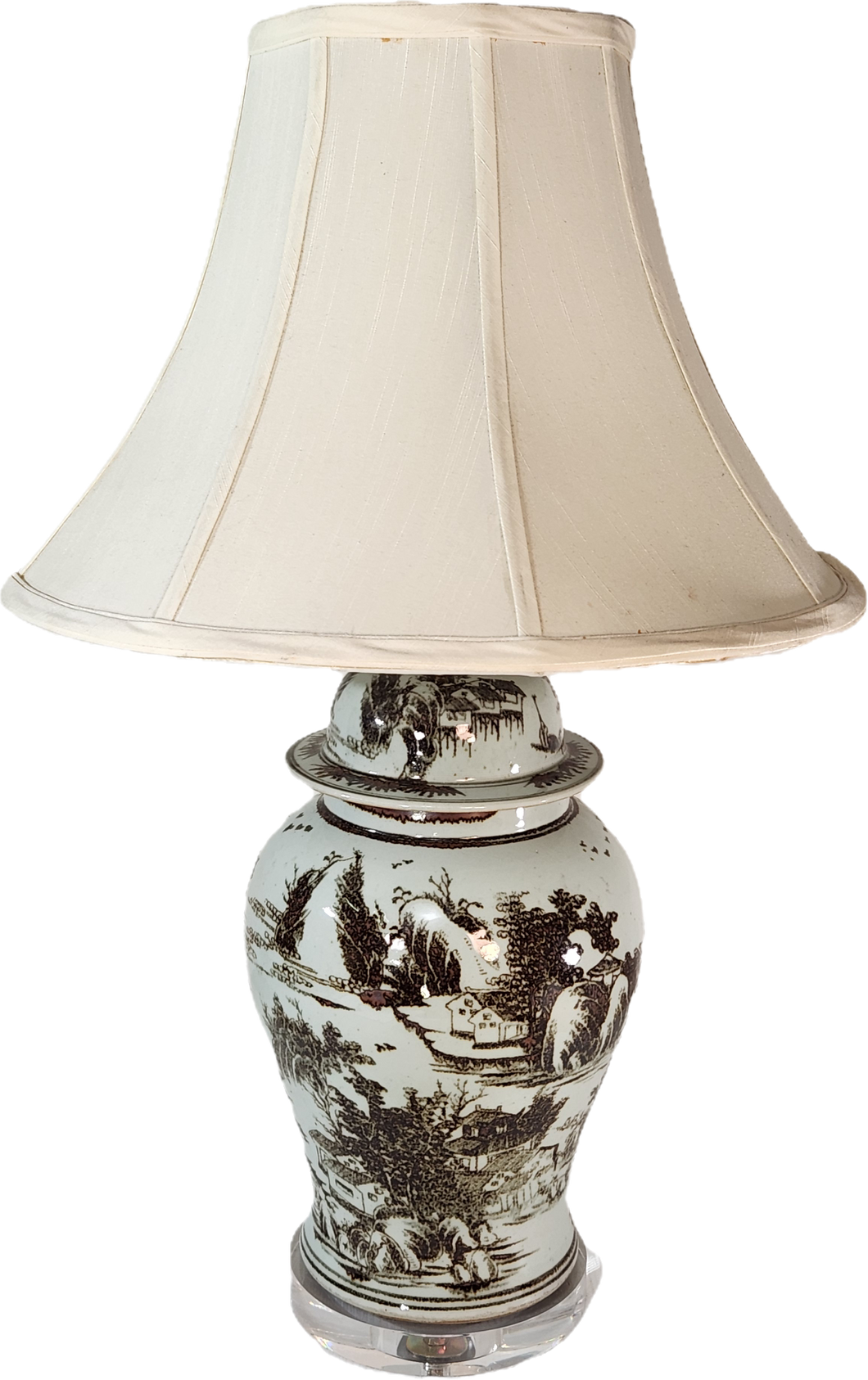White & Bronze General's Jar Lamp