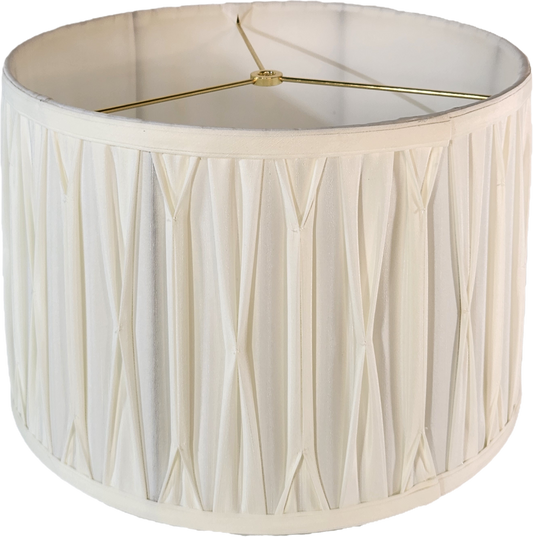 White Cylindrical Patterned Pleats Lamp Shade