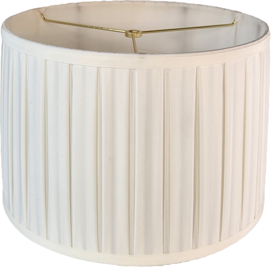 White Cylindrical Lamp Shade with Wide Pleats