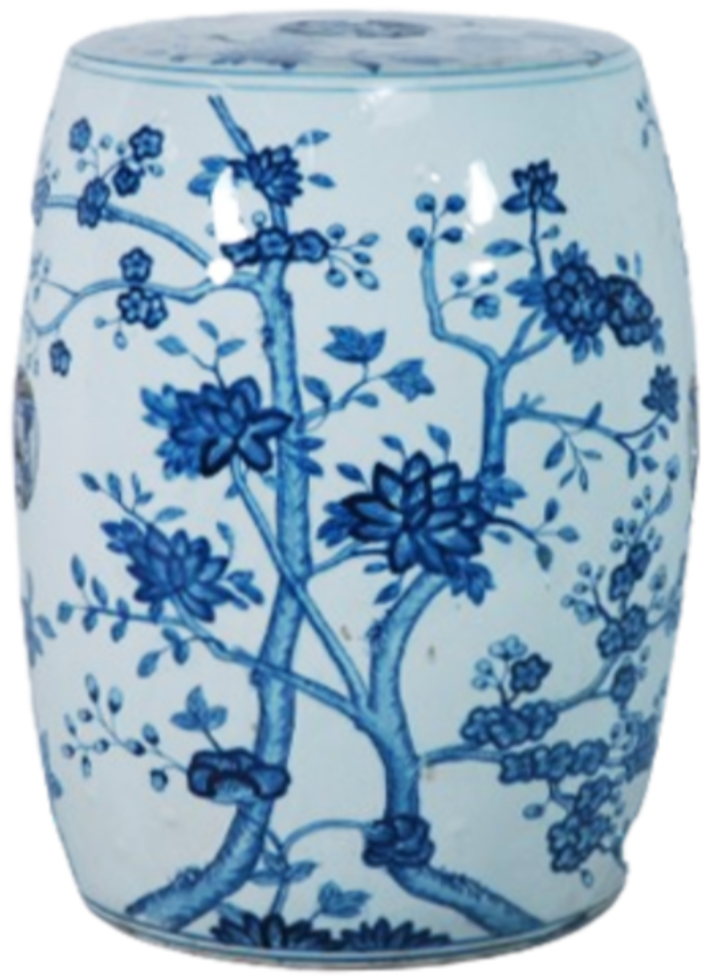 Blue & White Round Flower Table Stool