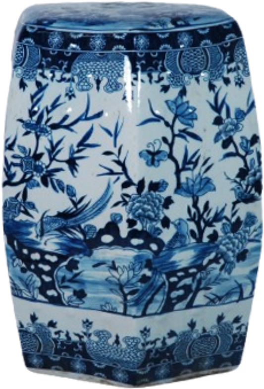 Bird and Flora Decorative Porcelain Garden Stool