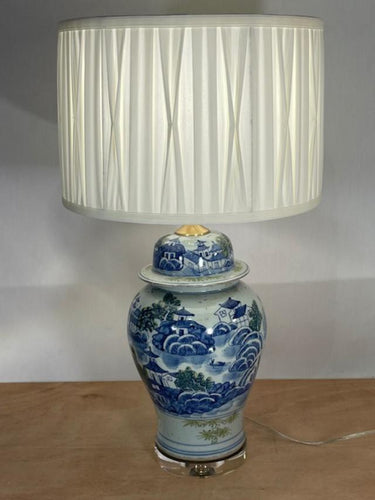 Blue/ Green / White Landscape Generals for Lamp w/ shade