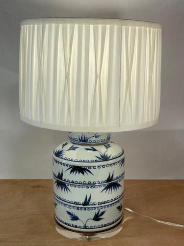 Blue/ White Bamboo Tea Caddy Lamp w/ shade