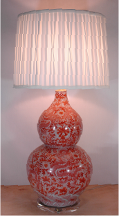 Red Dragon Double Gourd Lamp w/ Shade
