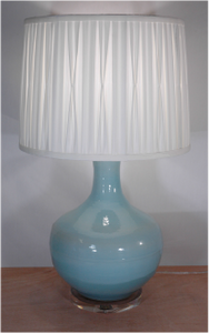 Large Light Blue Globe Lamp w/ Shade