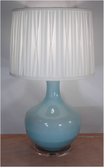 Large Light Blue Globe Lamp w/ Shade