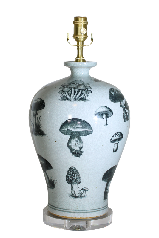 Assorted Mushroom Motif Stamped Meiping Vase Lamp