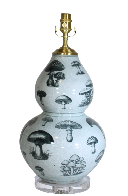 Assorted Mushroom Motif Stamped Double Gourd Vase Lamp