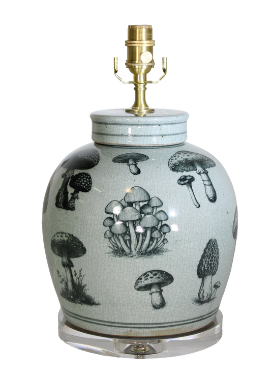 Assorted Mushroom Motif Stamped Ginger Jar Lamp