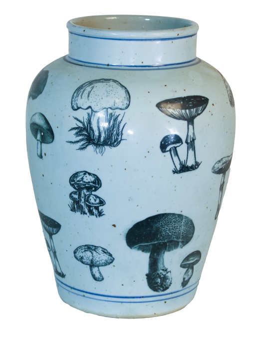Assorted Mushroom Stamped Ovoid Collar-Neck Storage Jar
