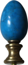 Load image into Gallery viewer, Blue Marble Oval Finial with Brass Base