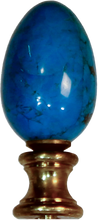 Load image into Gallery viewer, Blue Marble Oval Finial with Brass Base