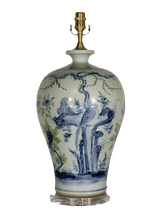 Load image into Gallery viewer, Blue and Green Bird and floral Scenery Meiping Lamp