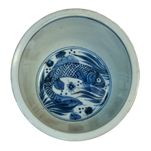 Load image into Gallery viewer, Blue and White Fish and Water Plants Basin Planter