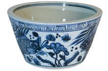 Load image into Gallery viewer, Blue and White Fish and Water Plants Basin Planter