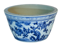 Load image into Gallery viewer, Blue and White Plum Flower and Pine Tree Basin Planter