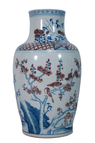 Birds and Plum Blossom Porcelain Vase