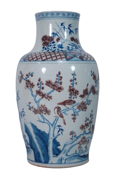 Birds and Plum Blossom Porcelain Vase