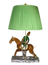 Load image into Gallery viewer, Tang Sancai (Tri-Color) Horse Lamp with Rider including Shade and Finial
