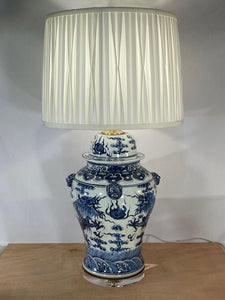 Blue/White Dragon Generals Jars Lamp W/ Shade