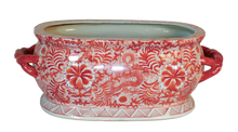 Load image into Gallery viewer, Orange Red and White Foot Bath with Exquisite Dragon and Lotus Designs