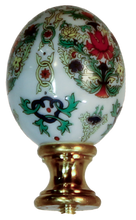 Load image into Gallery viewer, Porcelain Flower Medallion with Ruyi Motif Finial with Brass Base