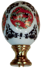 Load image into Gallery viewer, Porcelain Red Medellion Kui Dragons and Ruyi Final with Brass Base