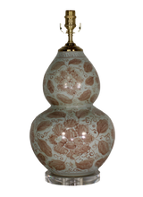 Load image into Gallery viewer, Red Floral and Foliage Motif Double Gourd Vase Lamp