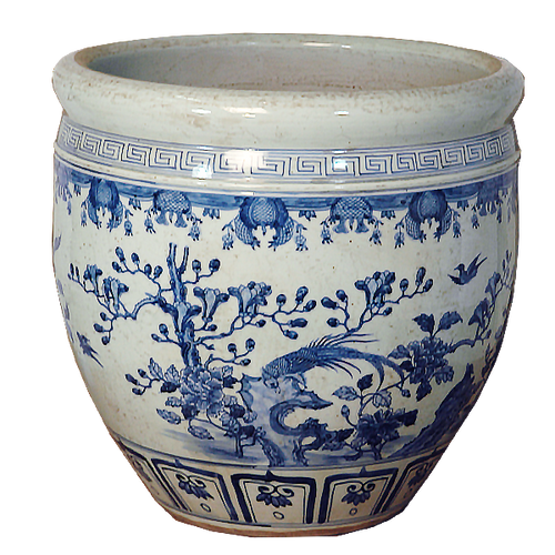 Pine Tree and Flowers Planter Pot/Fish Bowl