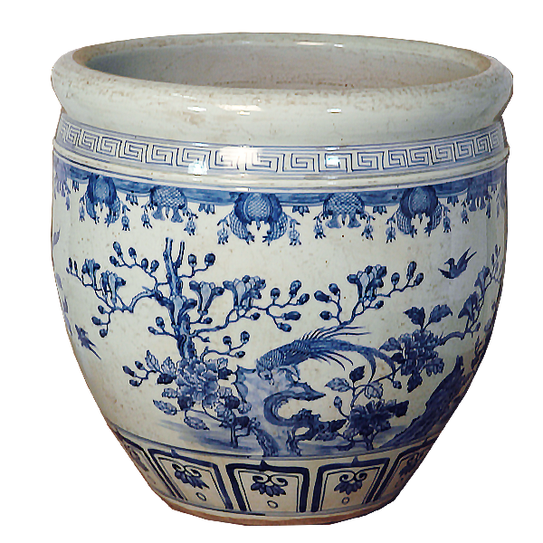 Pine Tree and Flowers Planter Pot/Fish Bowl