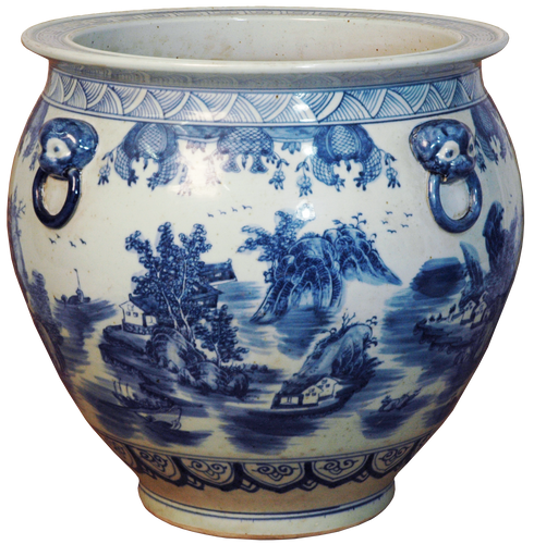 Blue and White Scenery Planter Pot/ Fish Bowl