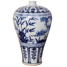 Load image into Gallery viewer, Meiping Vase with Blue Pine, Bamboo &amp; Plum Trees Design (Pair)