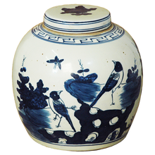 Load image into Gallery viewer, Lidded Ginger Jar with Blue and White Design