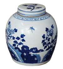 Load image into Gallery viewer, Lidded Ginger Jar with Blue and White Design