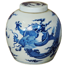 Load image into Gallery viewer, Lidded Ginger Jar with Blue Dragon Design