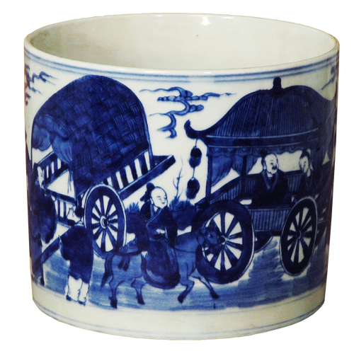 Pen Brush Holder with People Scene Design