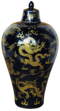 Load image into Gallery viewer, Gold on Black Dragon General&#39;s Jar