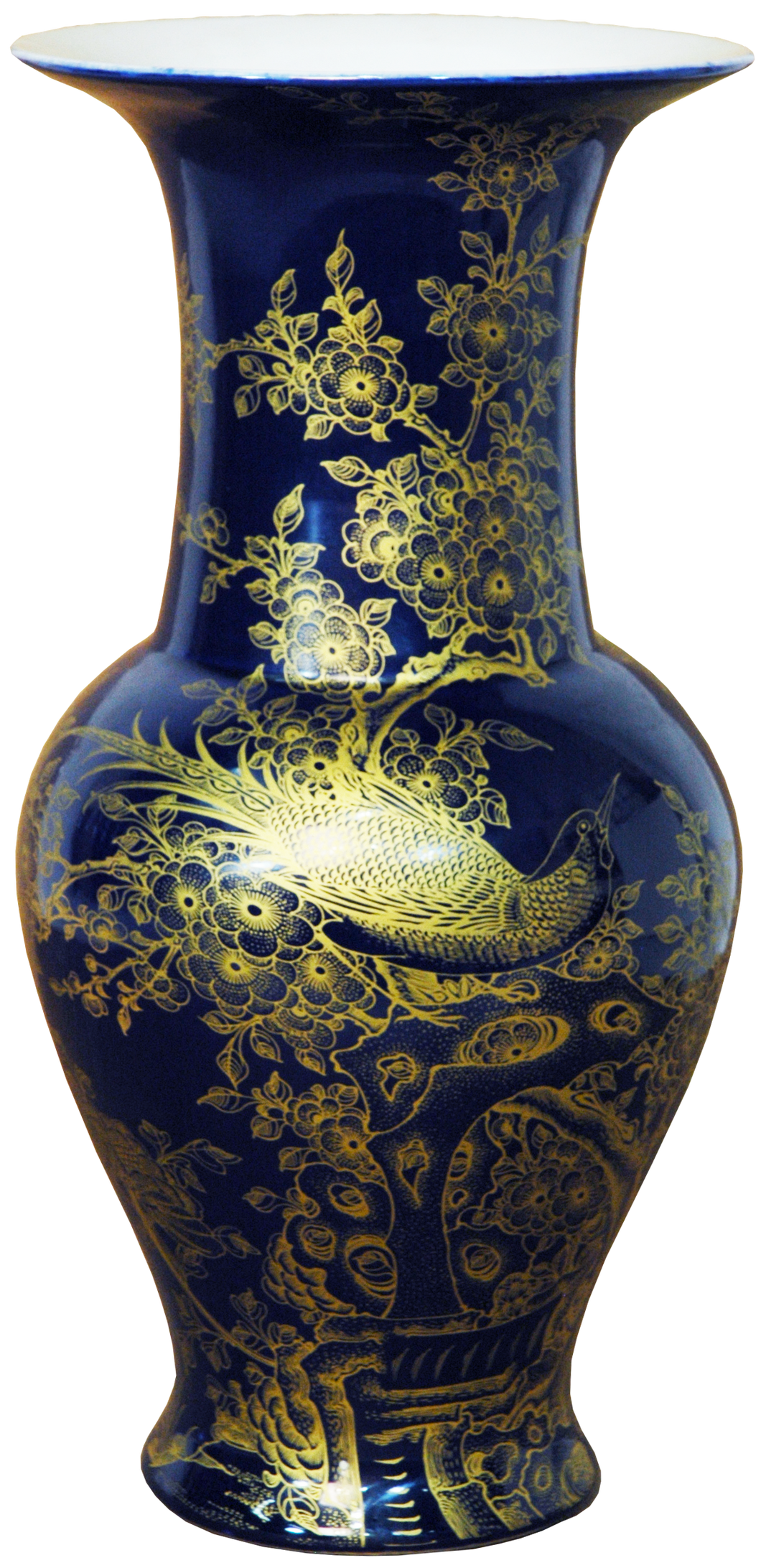 Gold on Black Phoenix Tail Vase