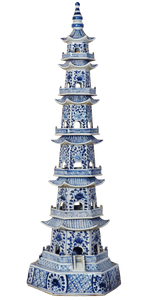 Blue & White Pagoda Pair