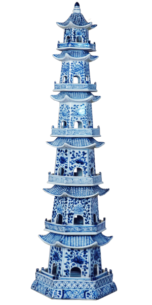 Blue & White Pagoda Pair