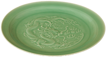 Load image into Gallery viewer, Green Celadon Plate with Dragon Carving