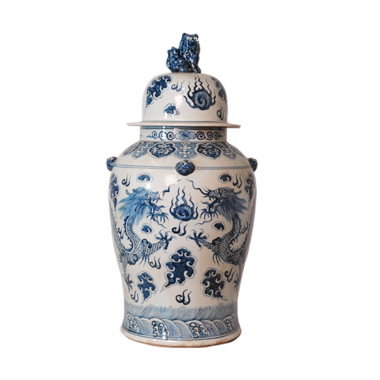 Vases with Blue Dragon Decal