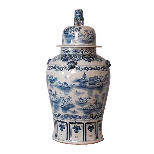Blue & White 32" Scenery General's Jar