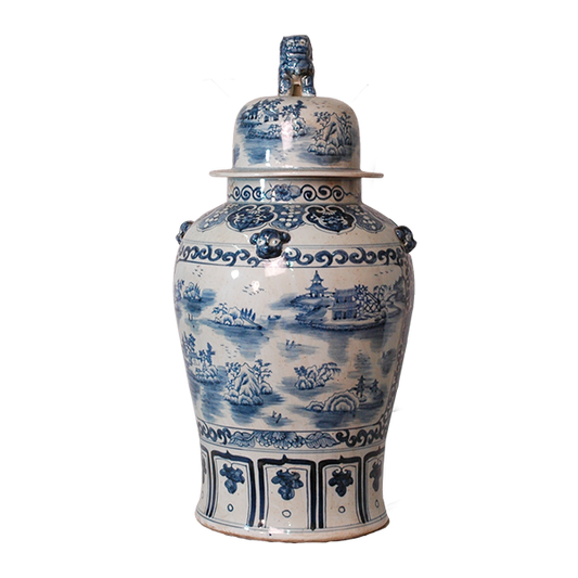 Blue & White 32" Scenery General's Jar